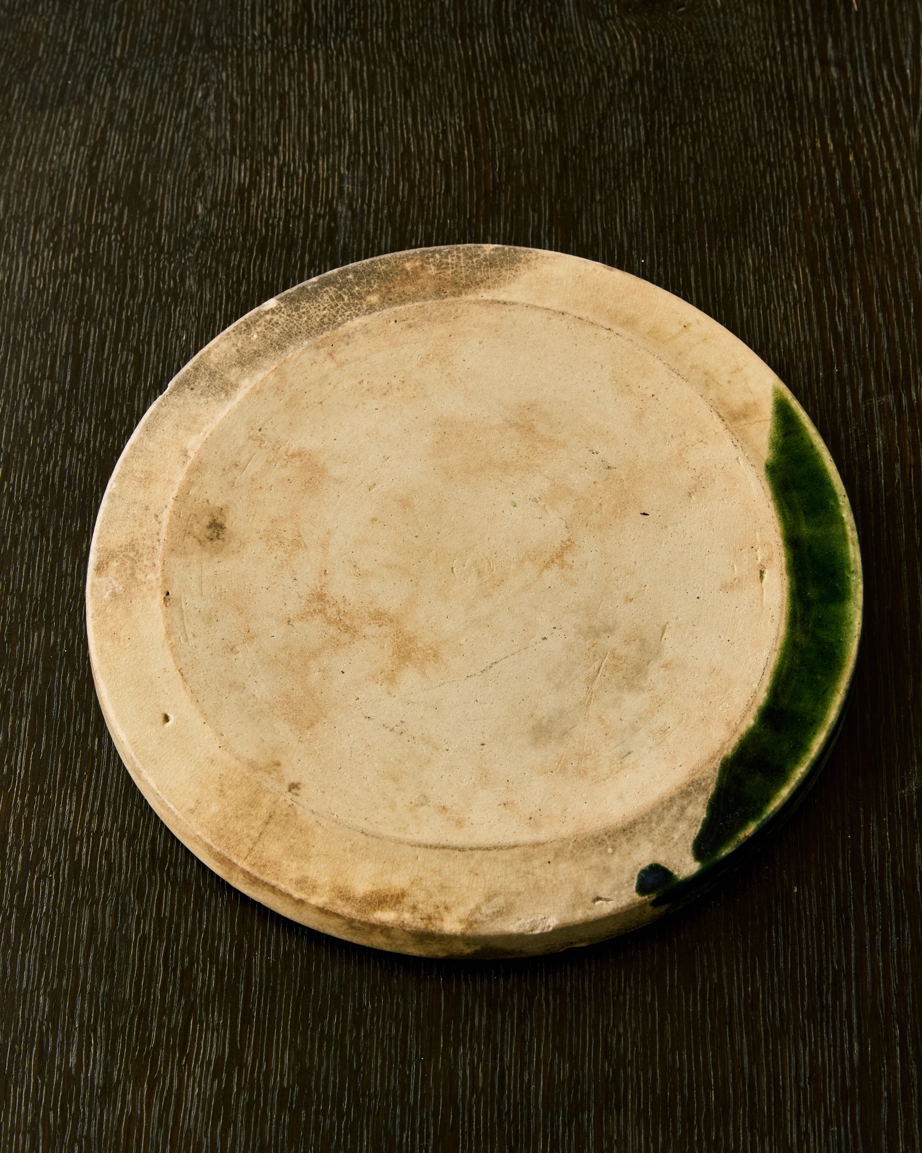 ANTIQUE JAPANESE ORIBE CERAMIC PLATE - Image 6