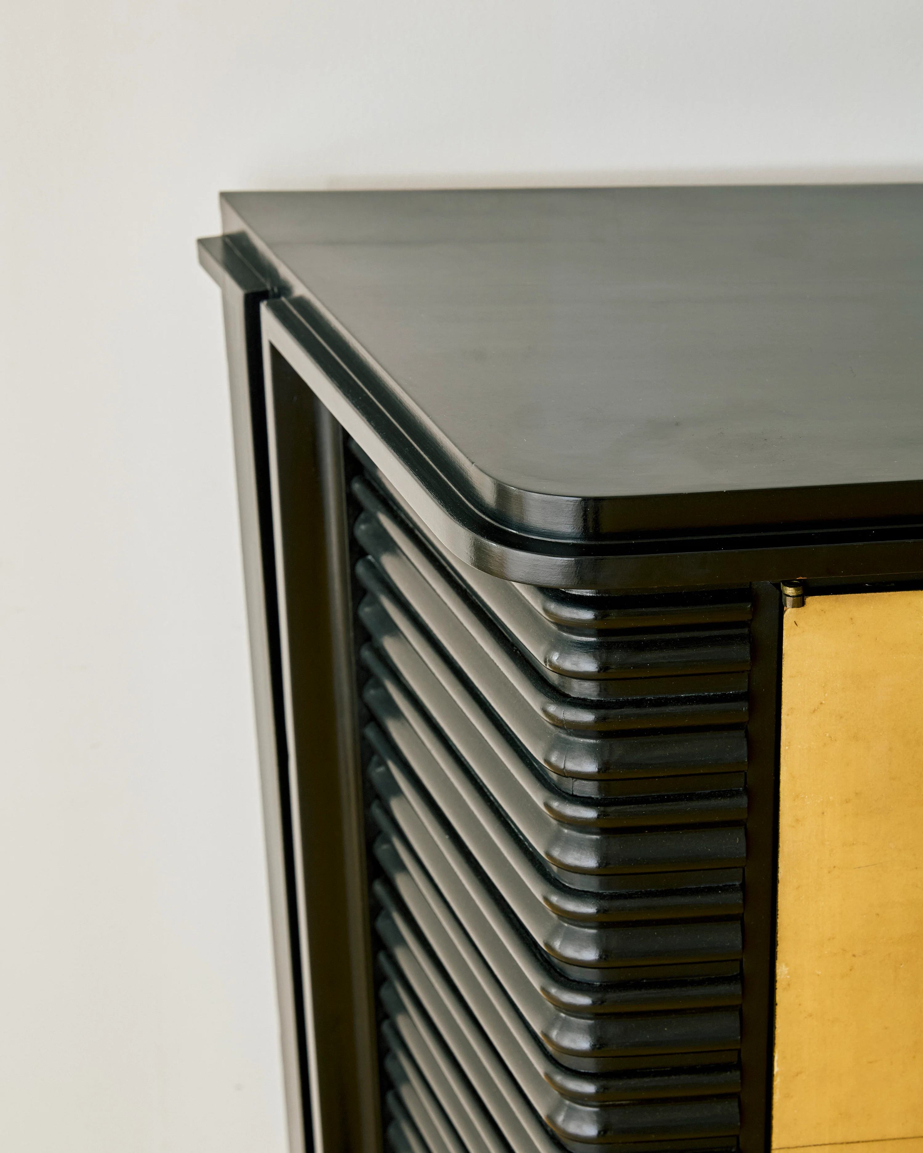 EBONIZED WOOD AND PARCHMENT DECO SIDEBOARD BY ENGLANDER AND BONTA C 1940s - Image 7