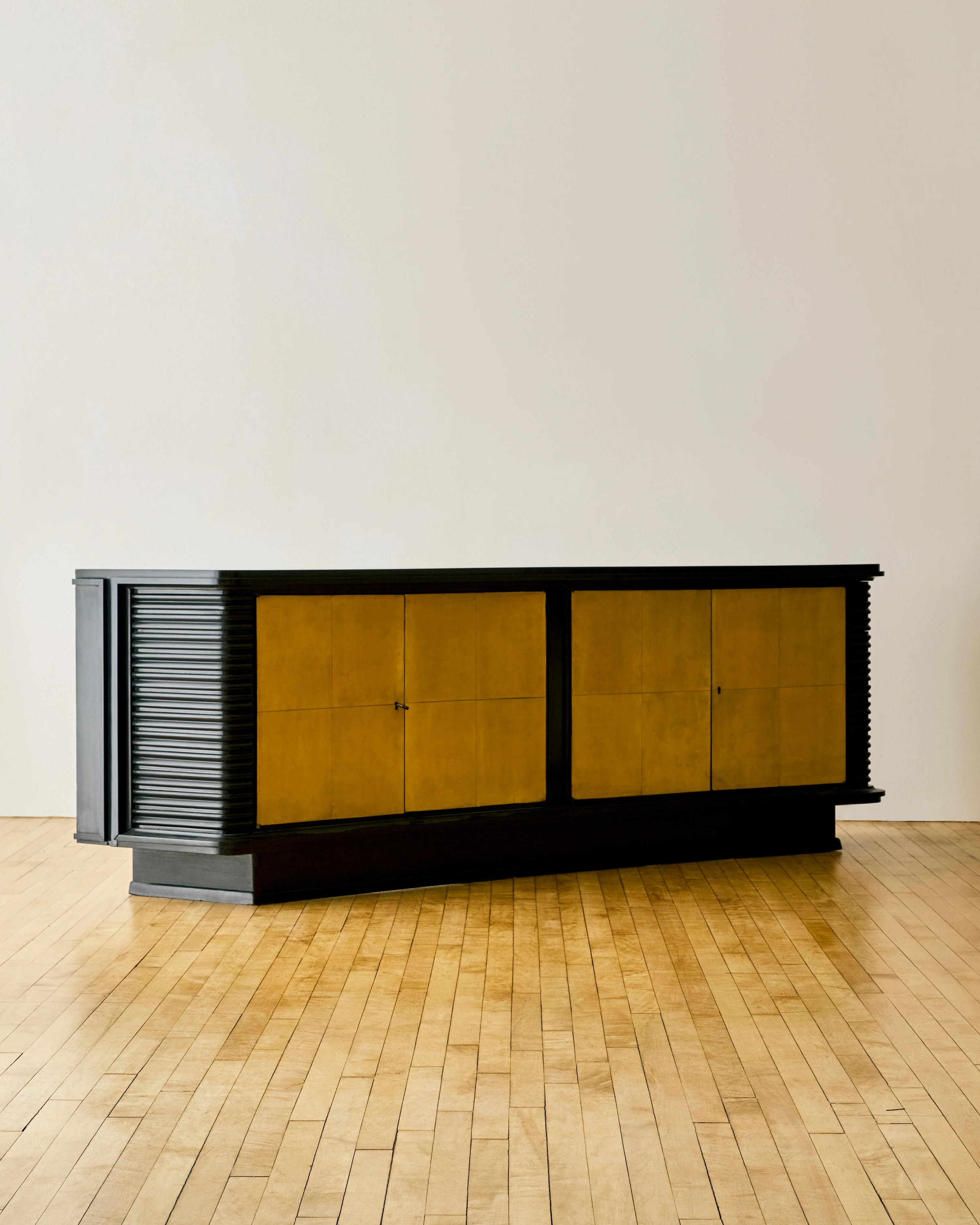 EBONIZED WOOD AND PARCHMENT DECO SIDEBOARD BY ENGLANDER AND BONTA C 1940s - Image 8
