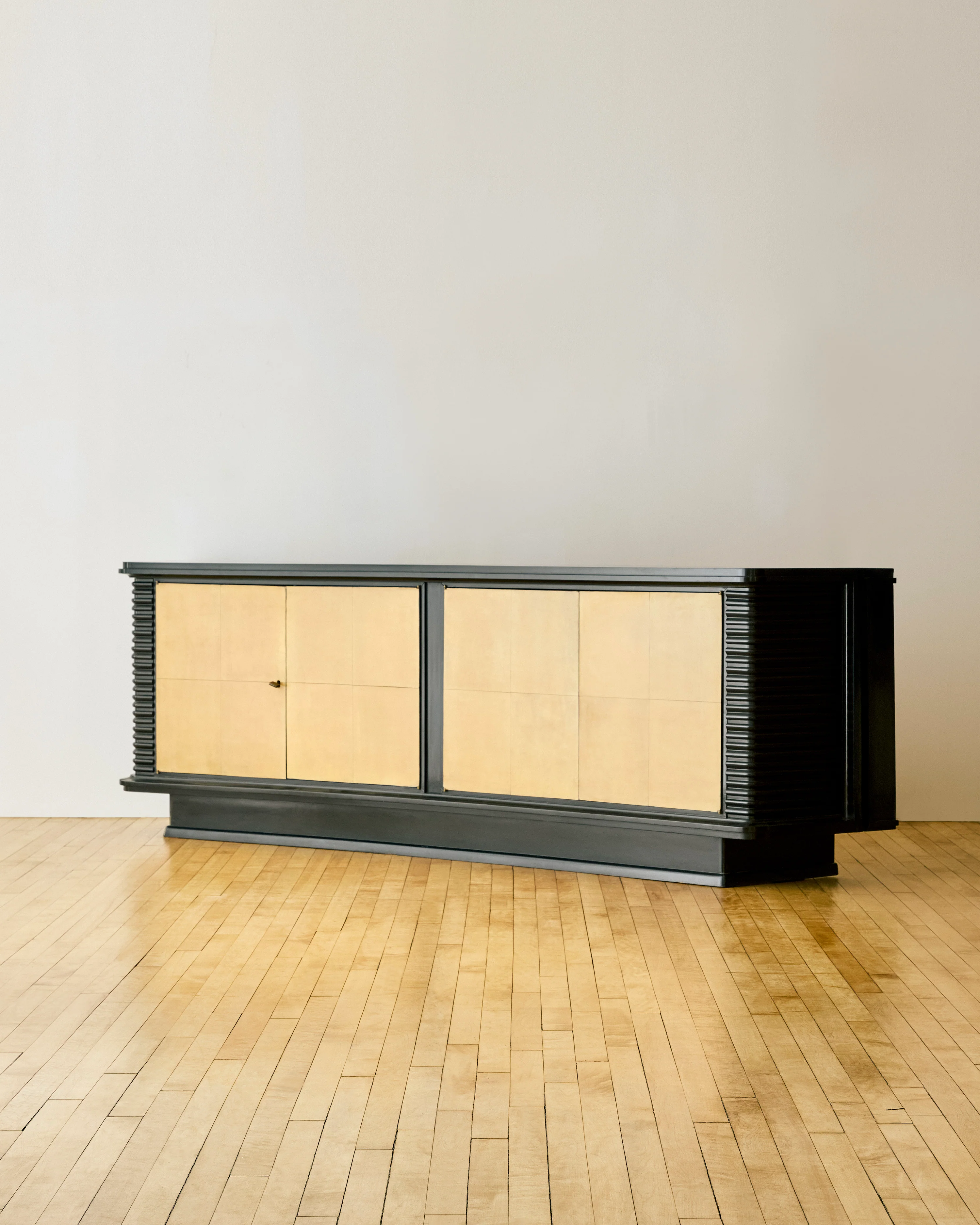 EBONIZED WOOD AND PARCHMENT DECO SIDEBOARD BY ENGLANDER AND BONTA C 1940s - Image 9