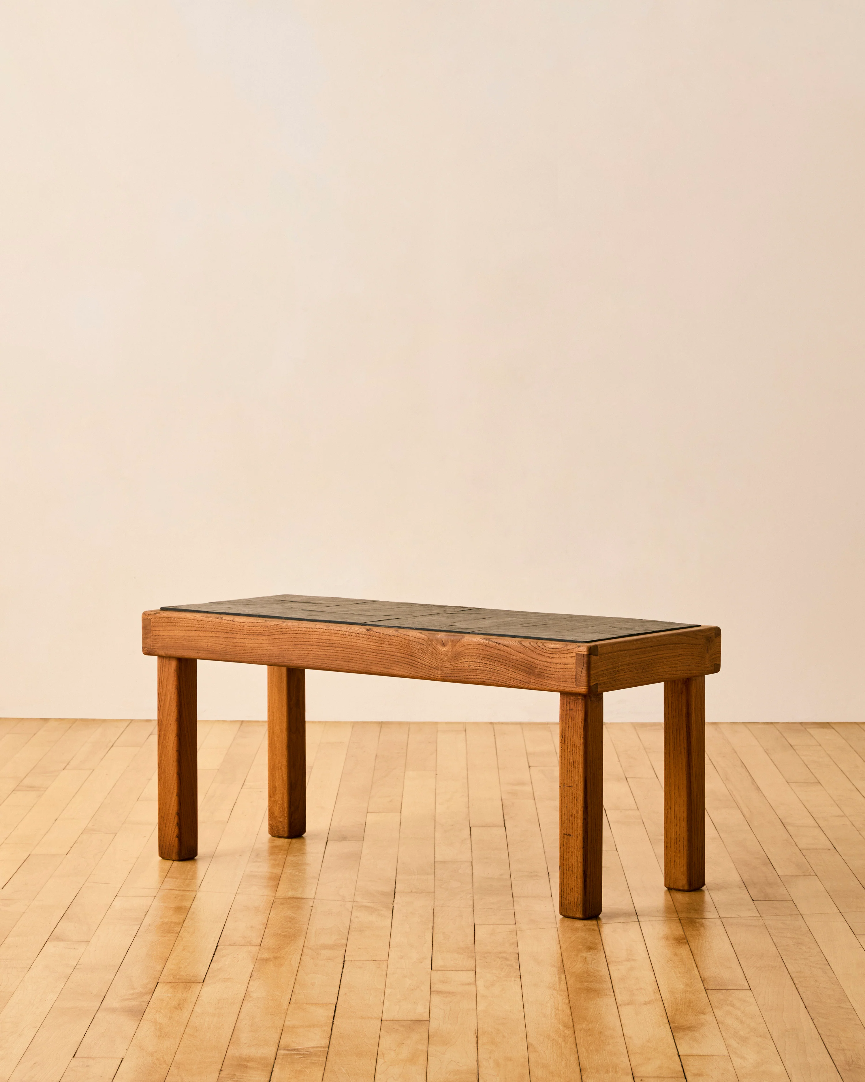 MAISON REGAIN ELM AND SLATE BRUTALIST COFFEE TABLE - Image 3