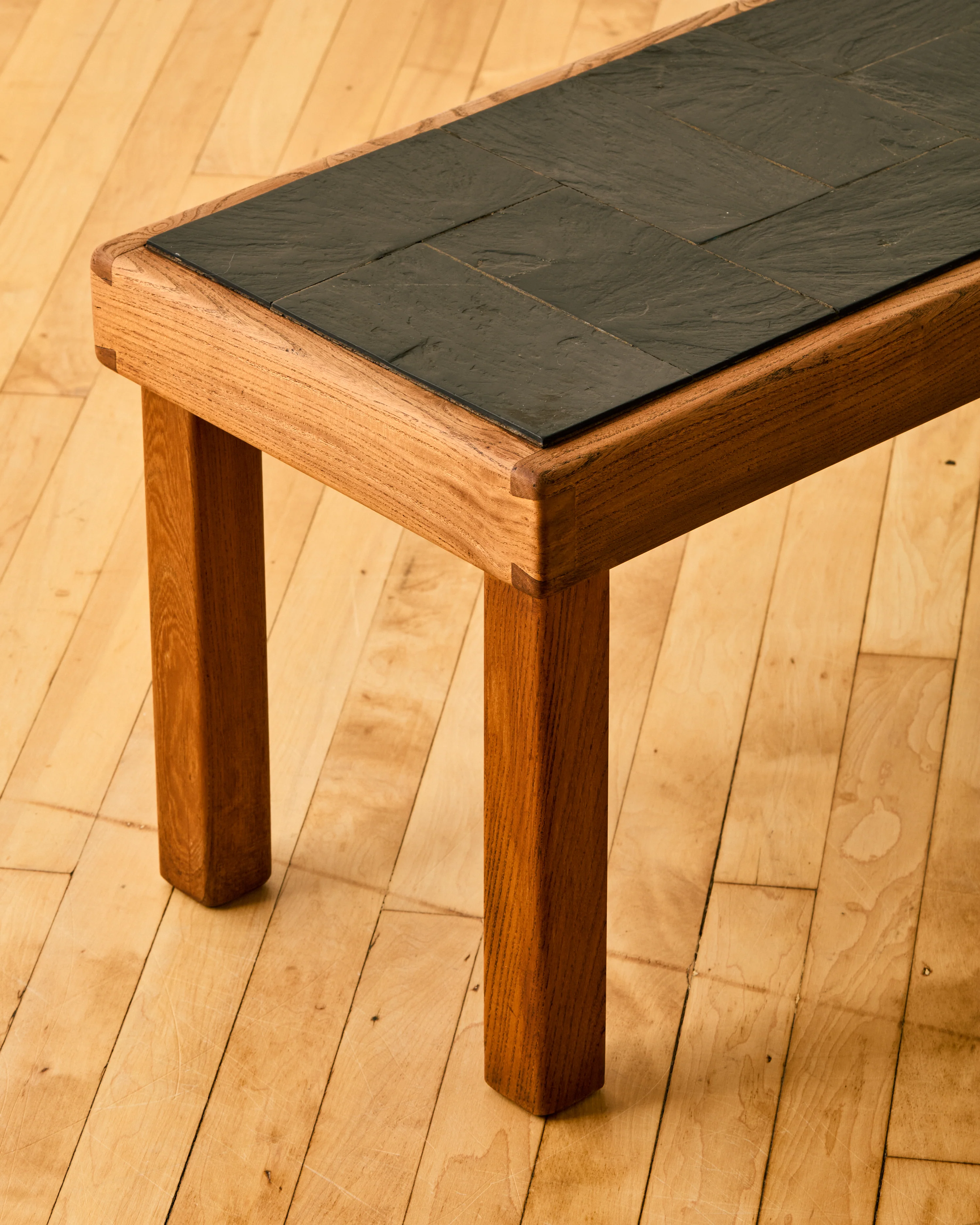 MAISON REGAIN ELM AND SLATE BRUTALIST COFFEE TABLE - Image 4