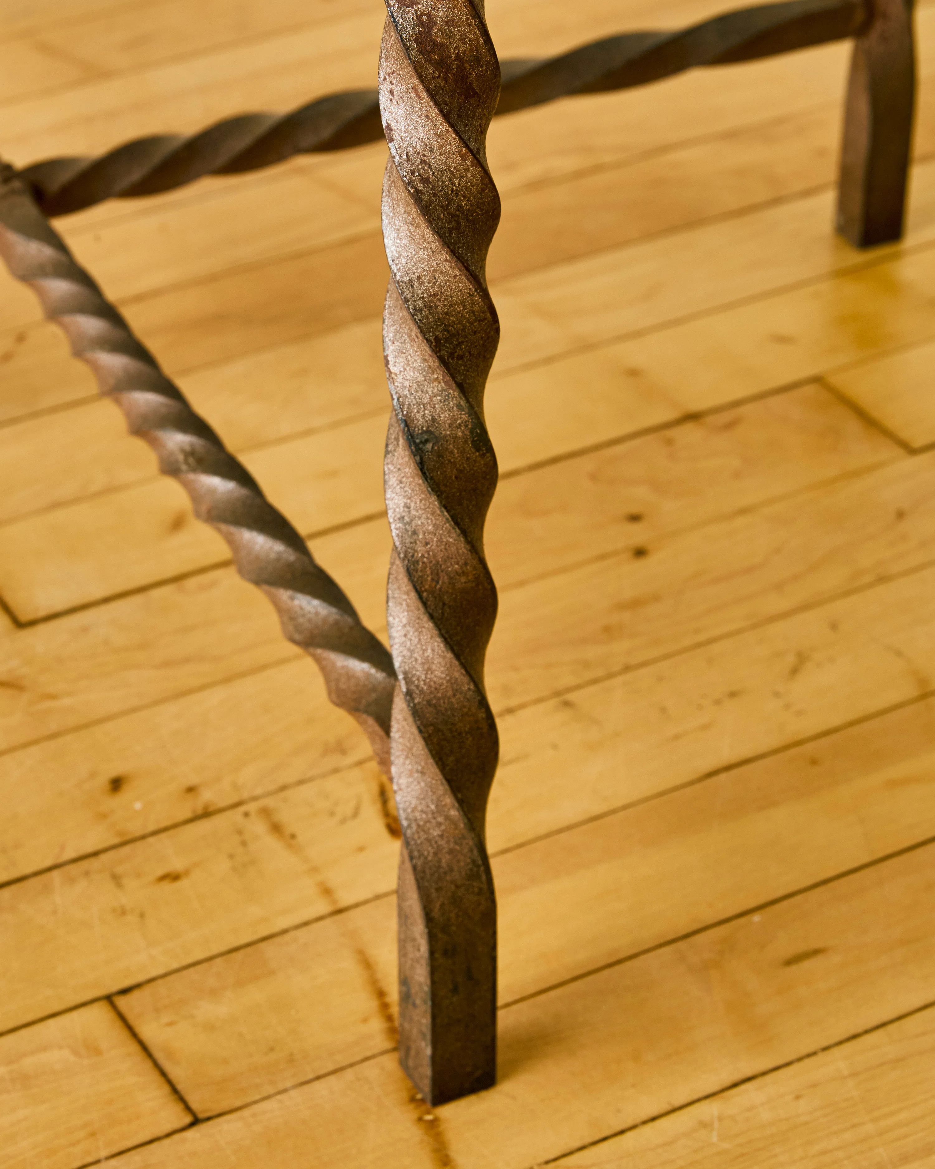 FRENCH OAK AND IRON OCCASIONAL TABLE C. 1945 - Image 4