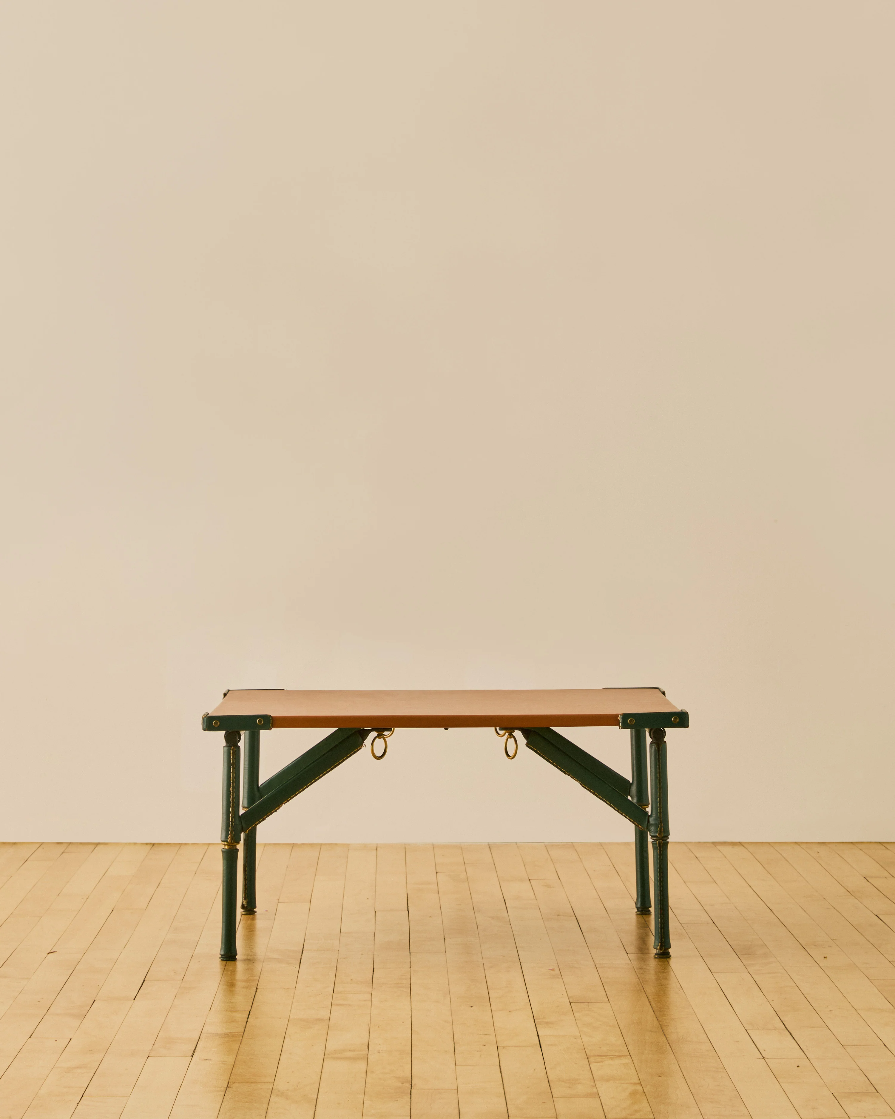 JACQUES ADNET LEATHER WRAPPED FOLDING COFFEE TABLE C. 1950 - Image 4