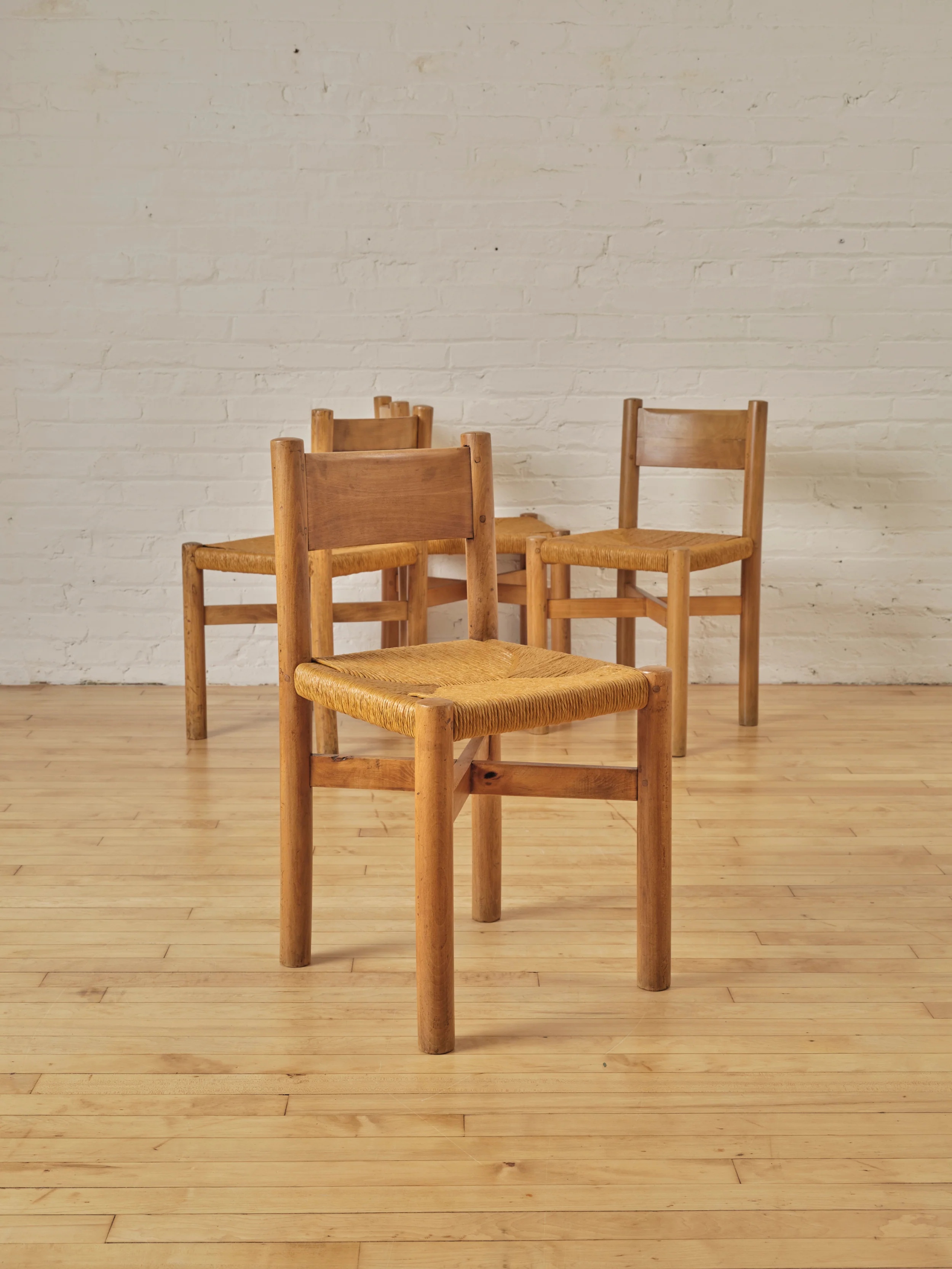 SET OF 4 MERIBEL DINING CHAIRS BY CHARLOTTE PERRIAND CIRCA 1950'S - Image 3