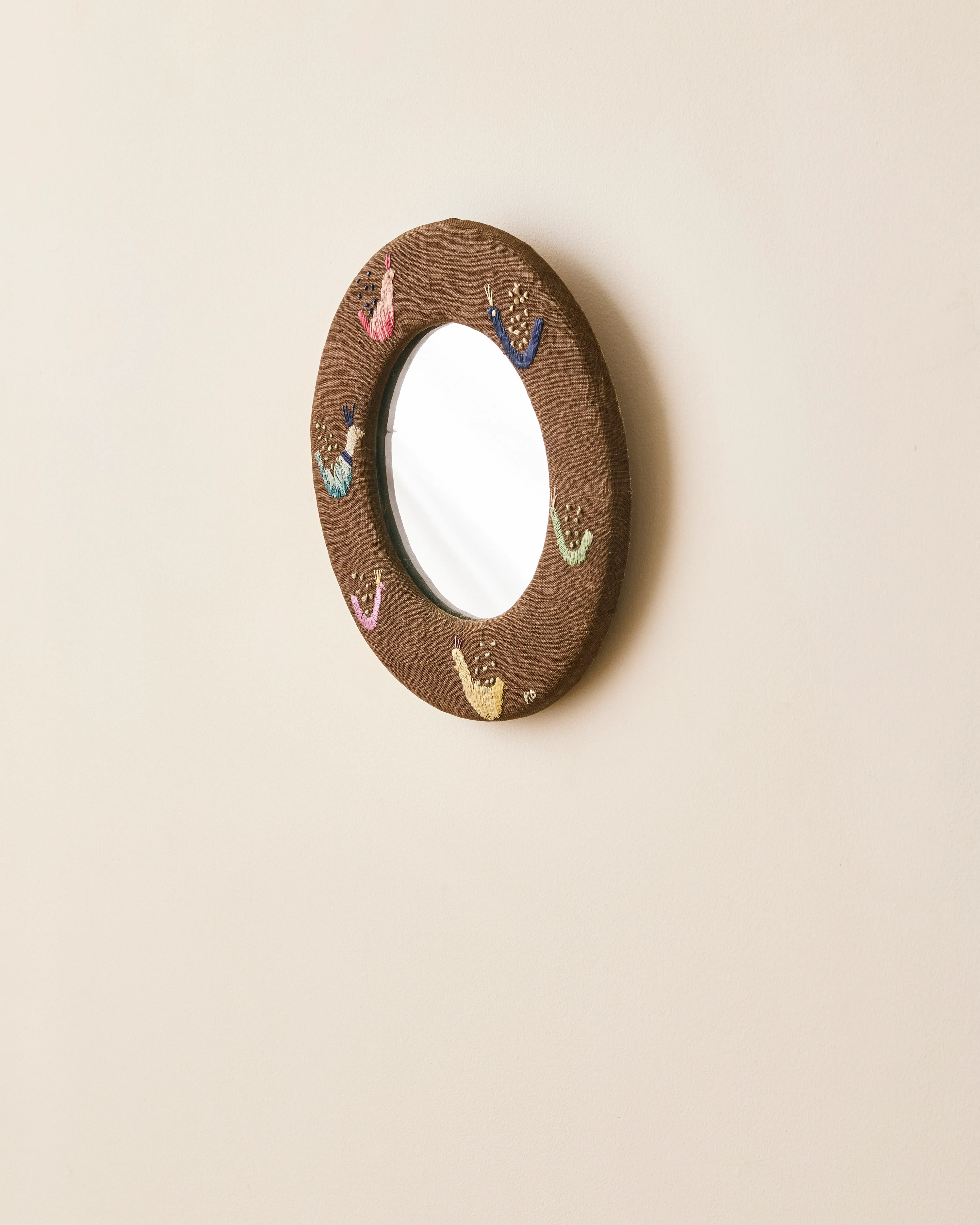 SWEDISH ROUND EMBROIDERED MIRROR - Image 3