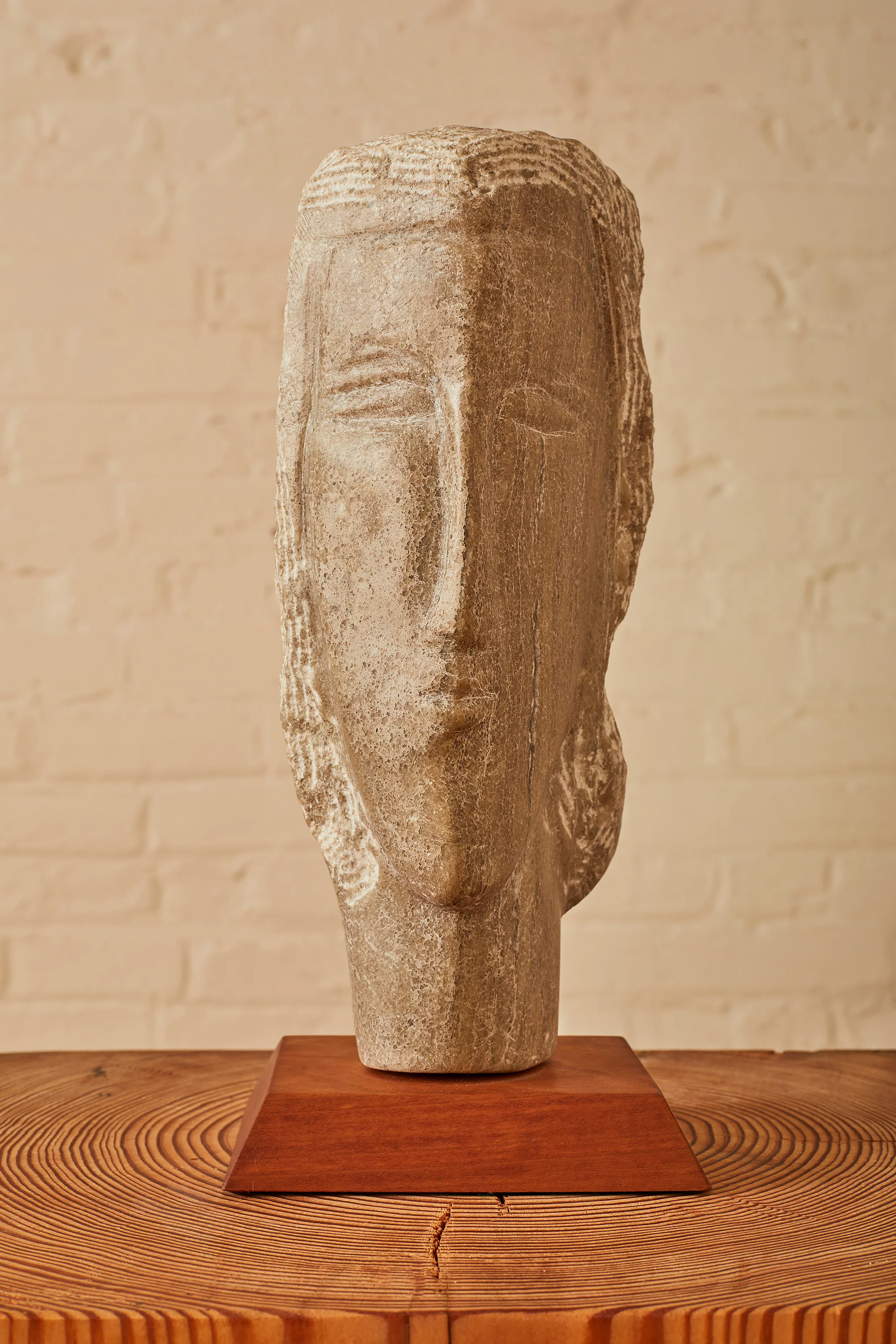 Joan H. Shapiro Carved Stone Head Sculpture - Image 13