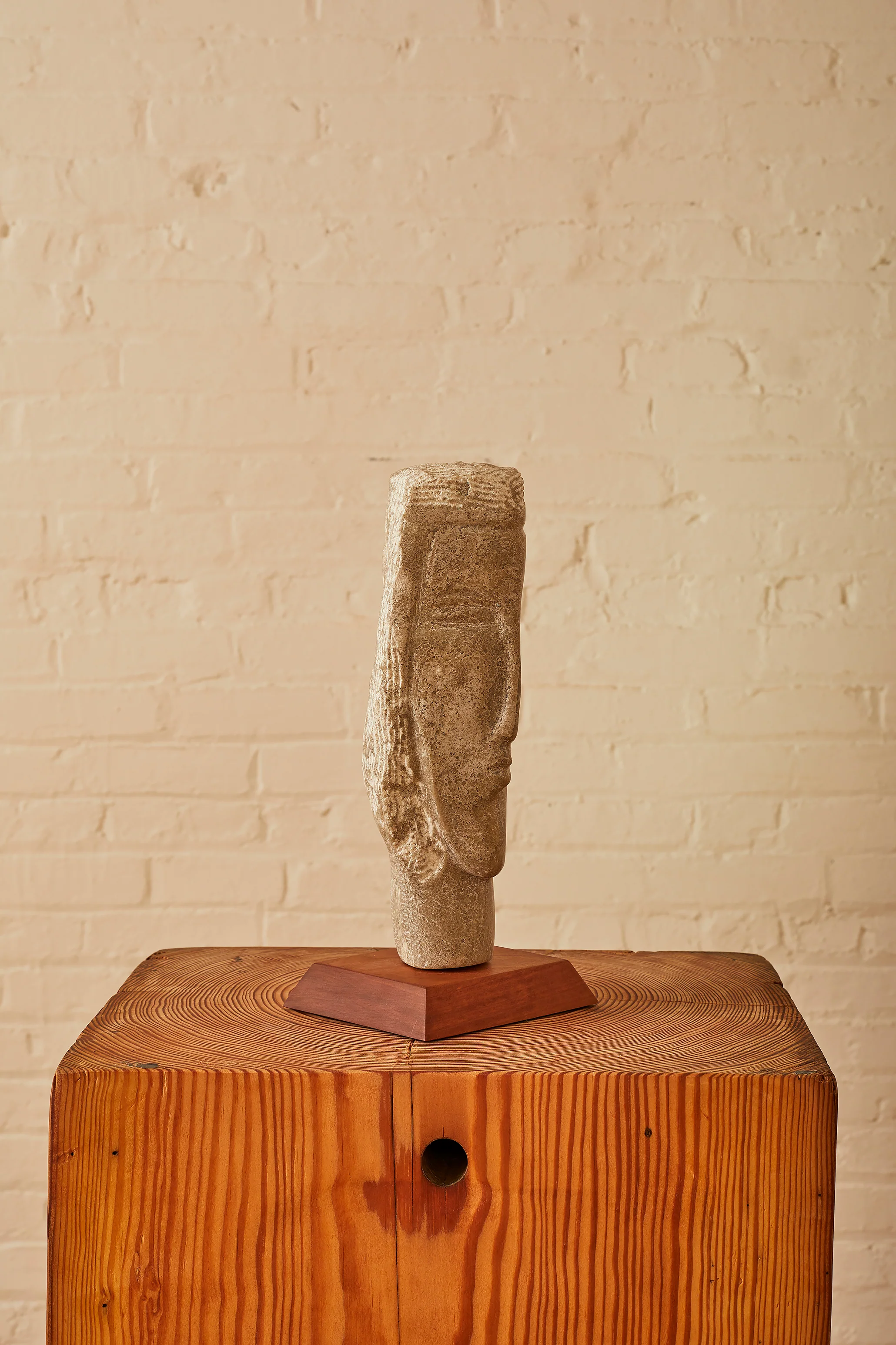 Joan H. Shapiro Carved Stone Head Sculpture - Image 3