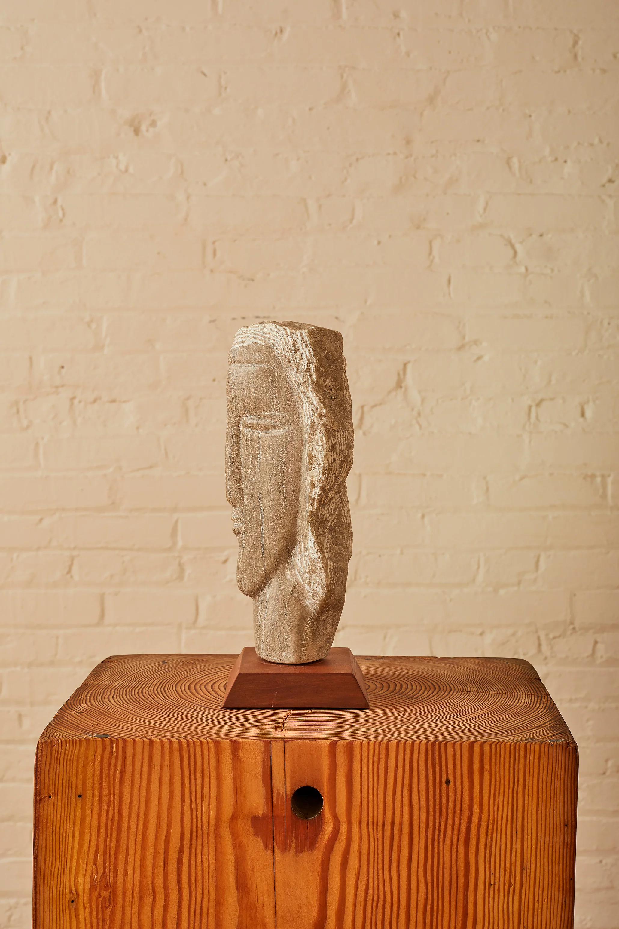 Joan H. Shapiro Carved Stone Head Sculpture - Image 5