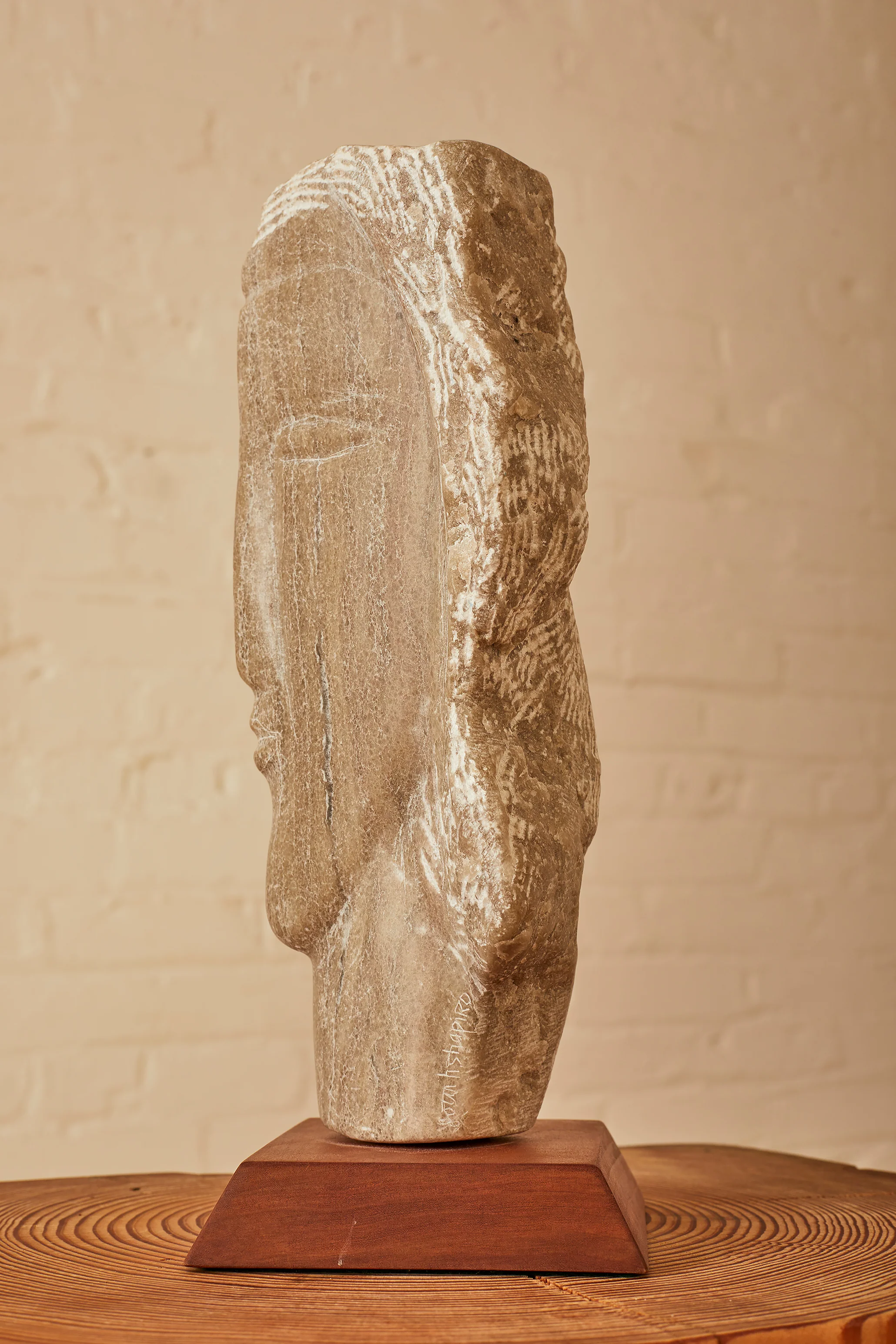 Joan H. Shapiro Carved Stone Head Sculpture - Image 6