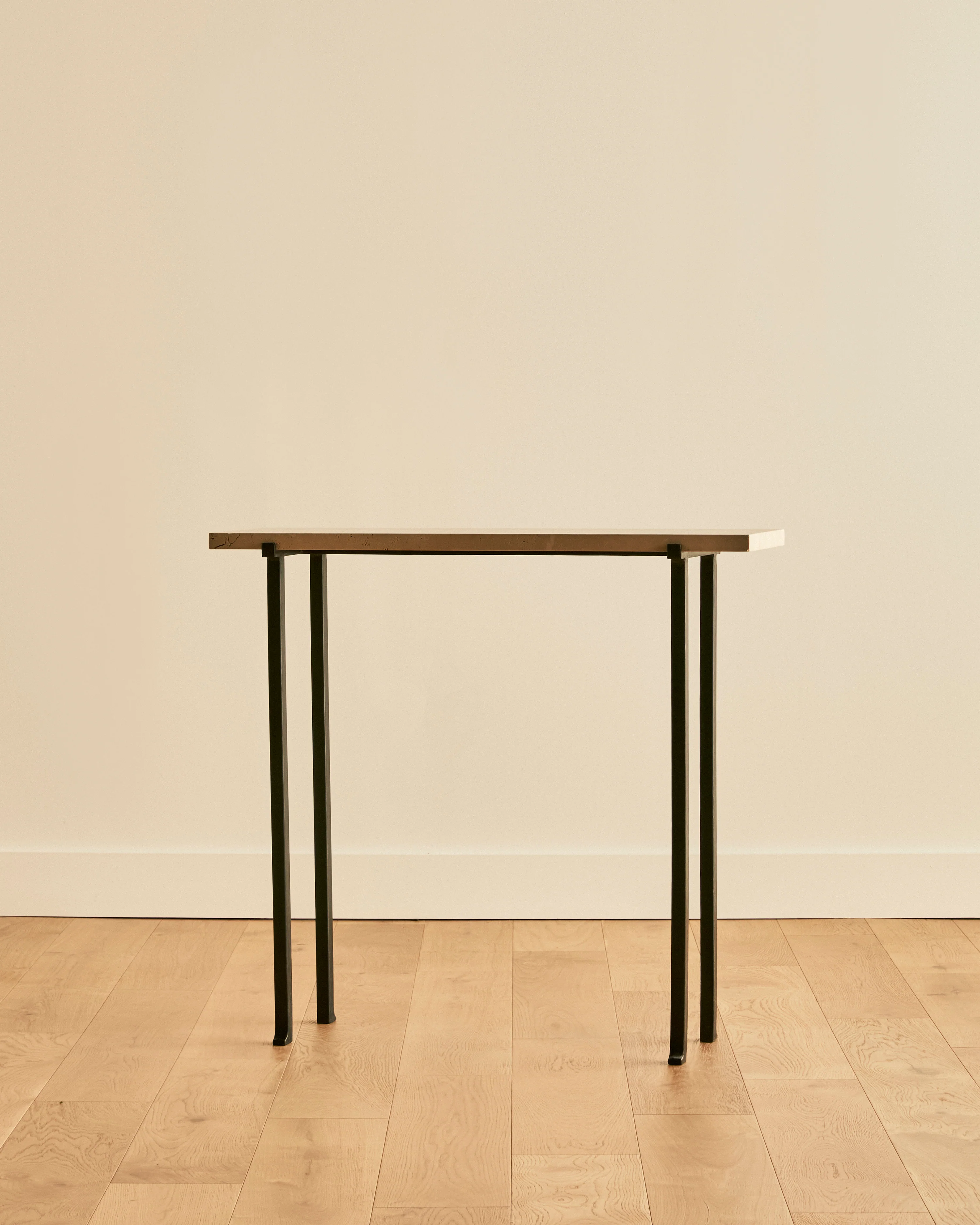 TRAVERTINE AND FORGED STEEL CONSOLE - Image 3